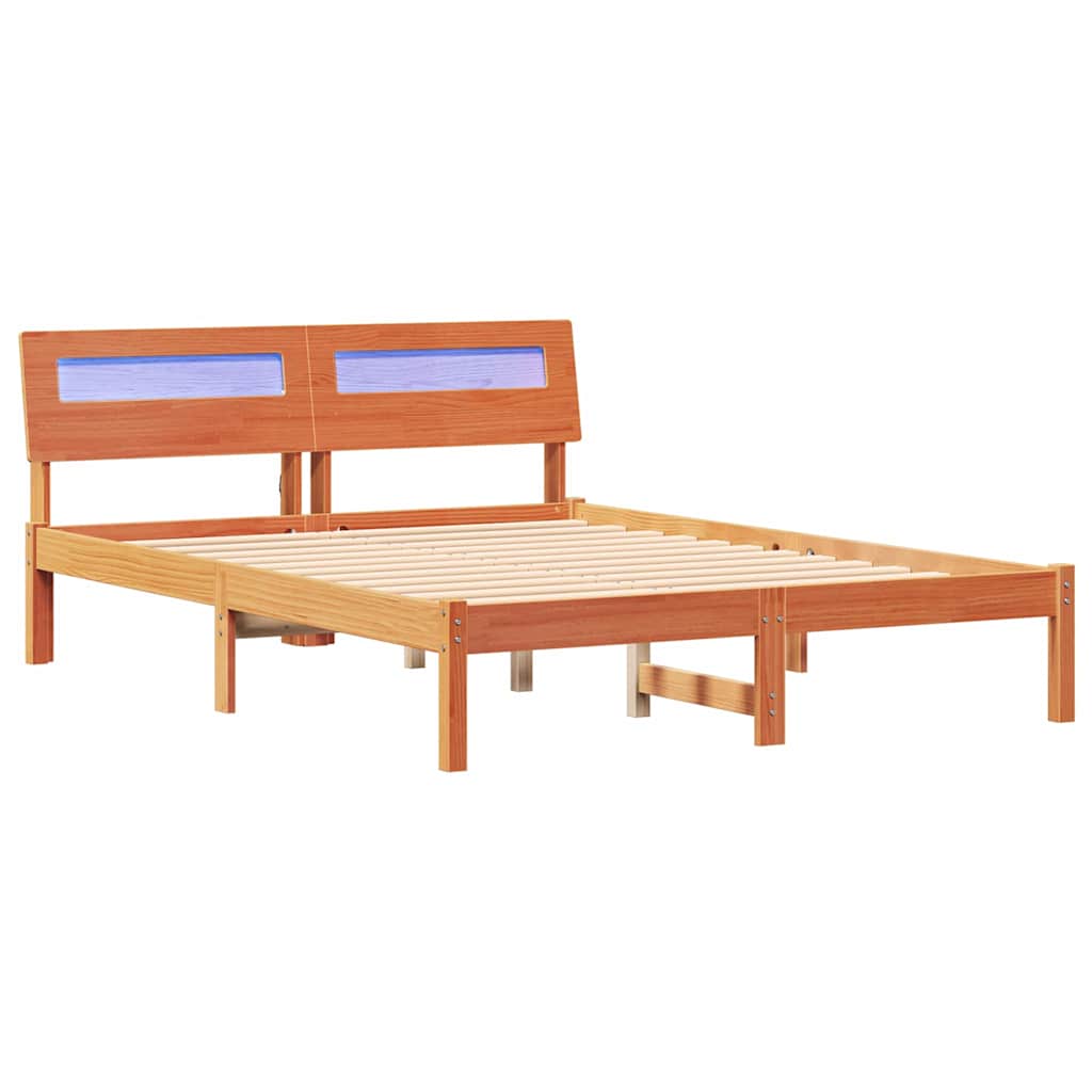 Estrutura de cama de casal simple com cabeceira - marrom cera 120 x 200 cm