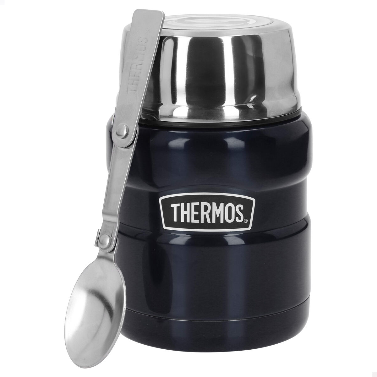 Thermos térmo para comida 470 ml em acier inox bleu com colher dobrável