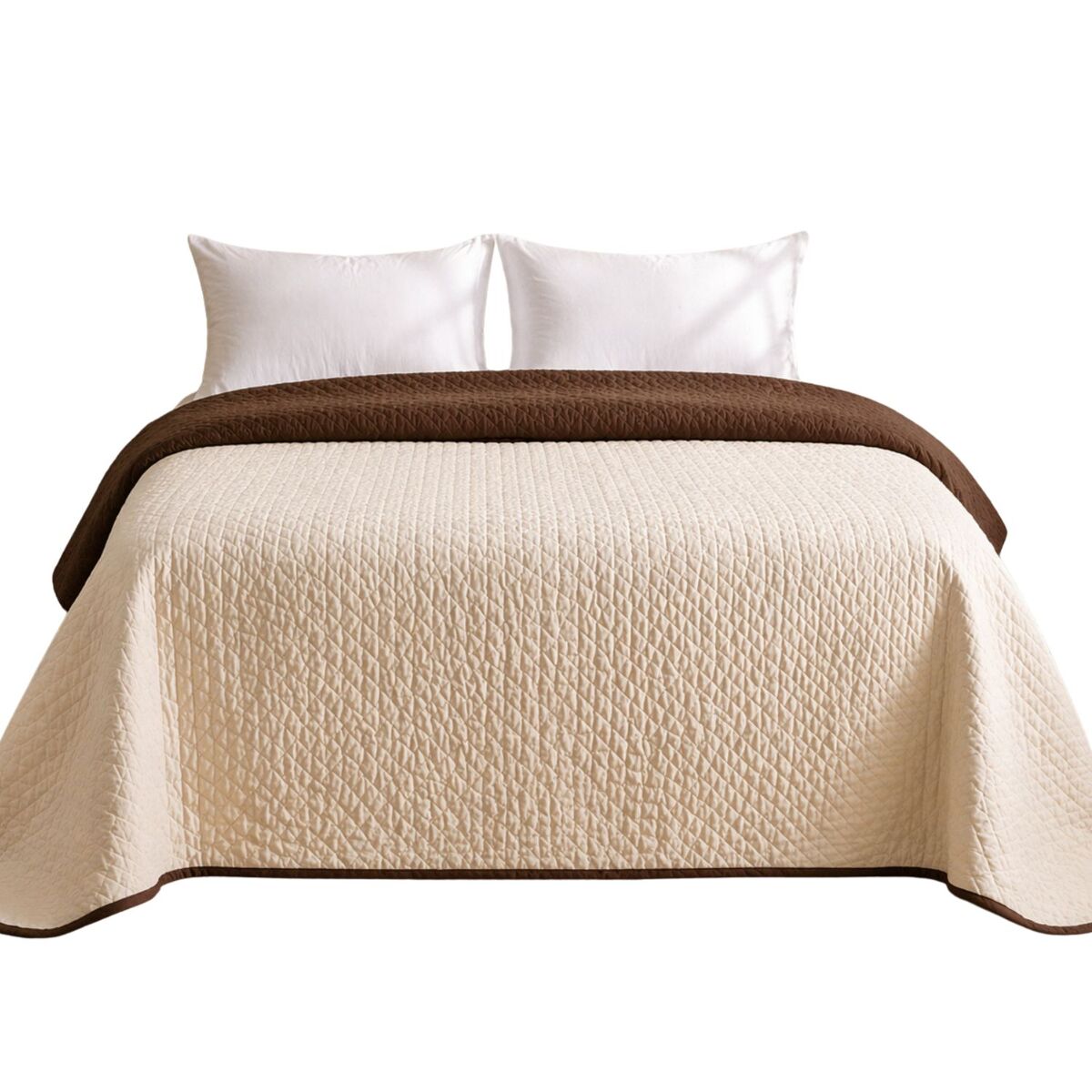 Colcha reversível bicolor bege/marrom cama 105cm donegal collections