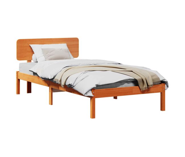 Estrutura de cama de solteiro moderno com cabeceira - marrom cera 80 x 200 cm
