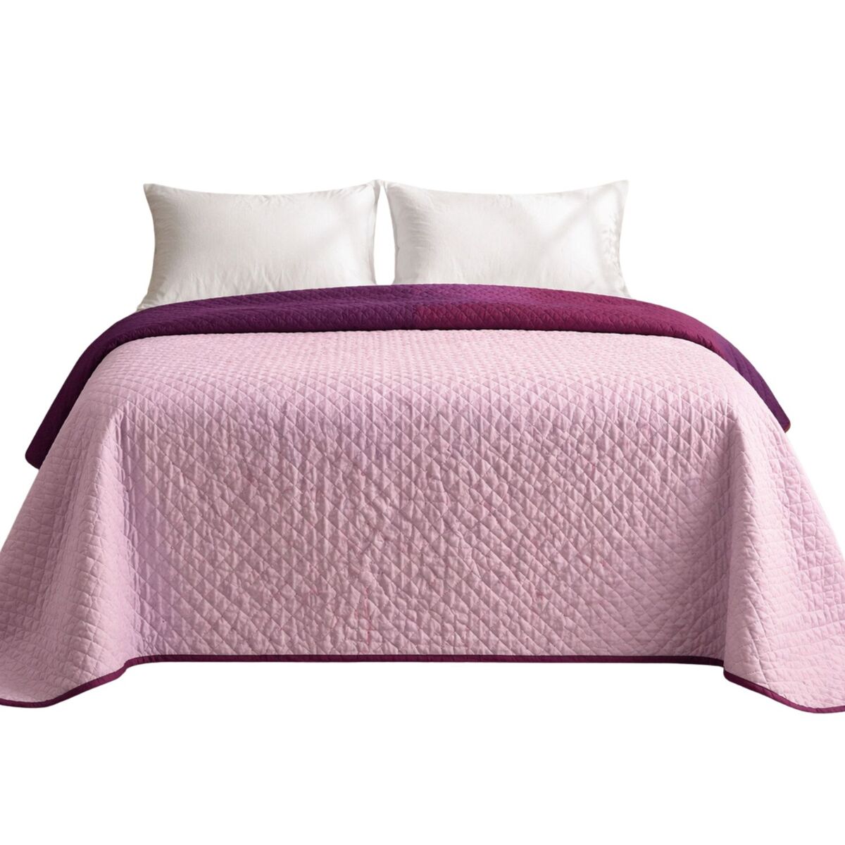 Colcha reversível bicolor salmão/beringela cama 135cm donegal collections