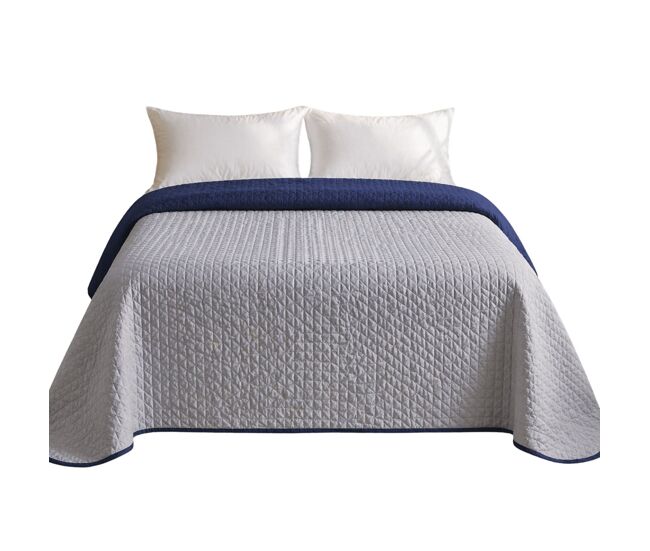 Colcha reversível bicolor azul/cinza cama 180cm donegal collections