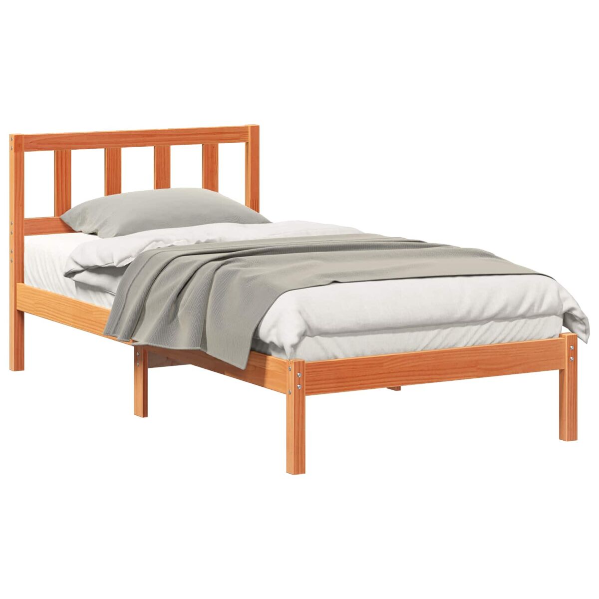 Estrutura de cama de solteiro para adultos com cabeceira - marrom cera 100 x 200 cm