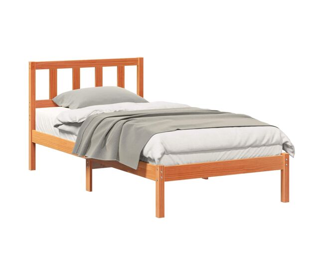 Estrutura de cama de solteiro para adultos com cabeceira - marrom cera 100 x 200 cm