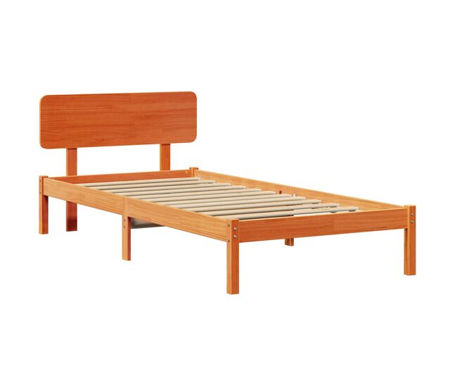 Estrutura de cama de solteiro moderno com cabeceira - marrom cera 90 x 200 cm