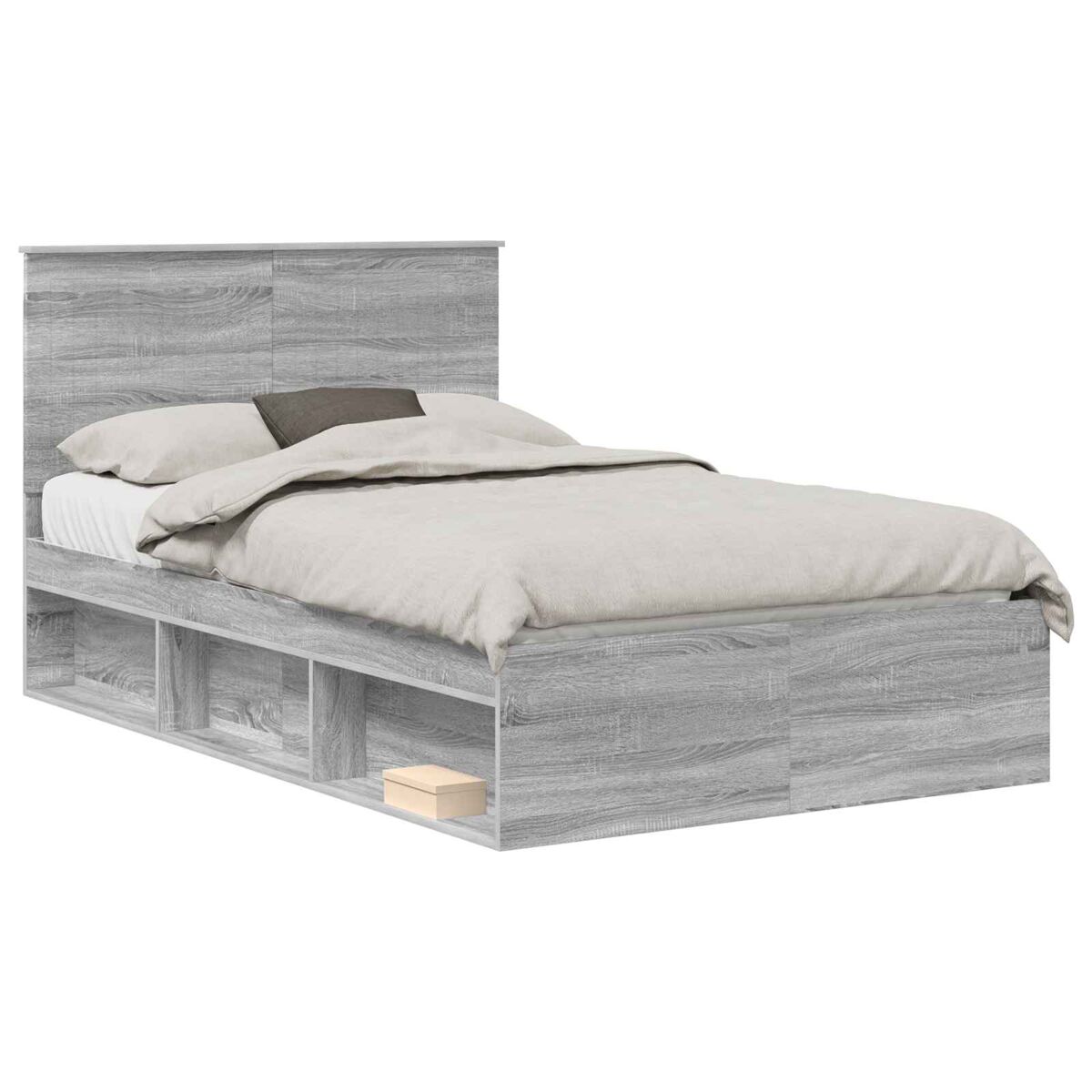 Estrutura da cama de casal simple com cabeceira cinza sonoma 120 x 200 cm