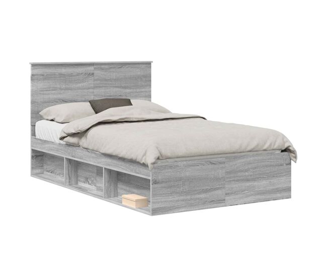 Estrutura da cama de casal simple com cabeceira cinza sonoma 120 x 200 cm