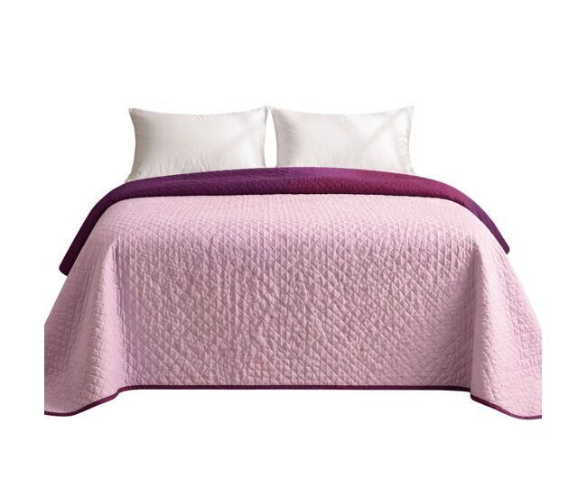 Colcha reversível bicolor salmão/beringela cama 105cm donegal collections