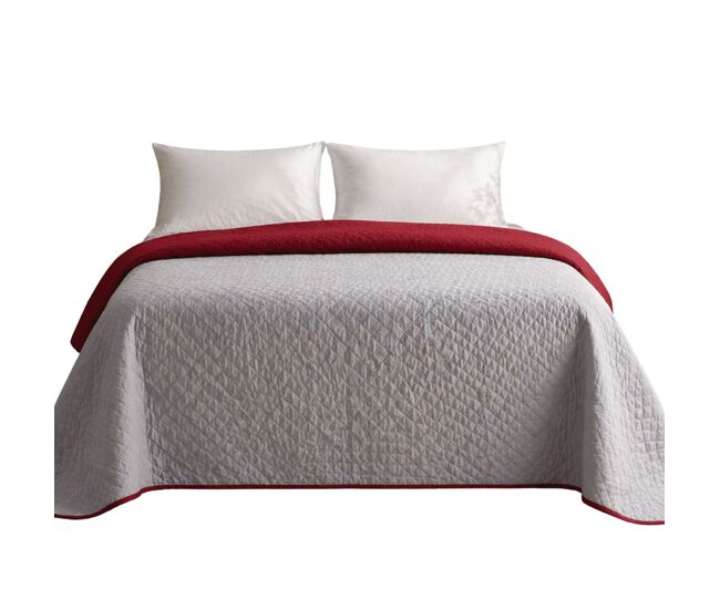 Colcha reversível bicolor cinza/rojo cama 135cm donegal collections