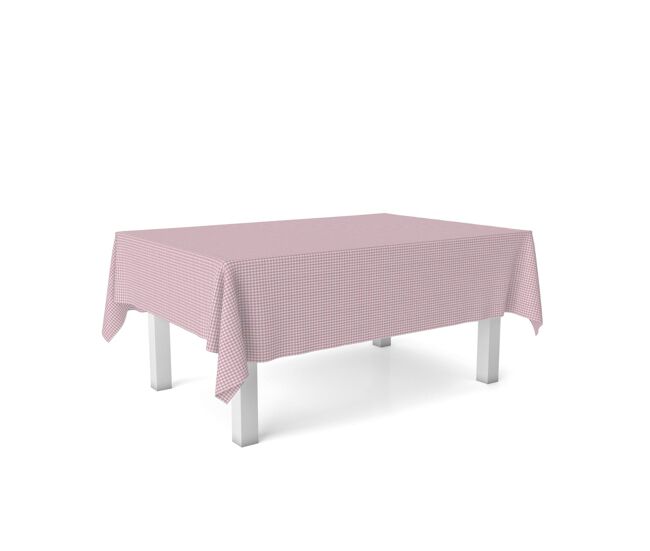 Toalha de mesa vichy pequena rosa teflon pronta 260x140cm donegal collections