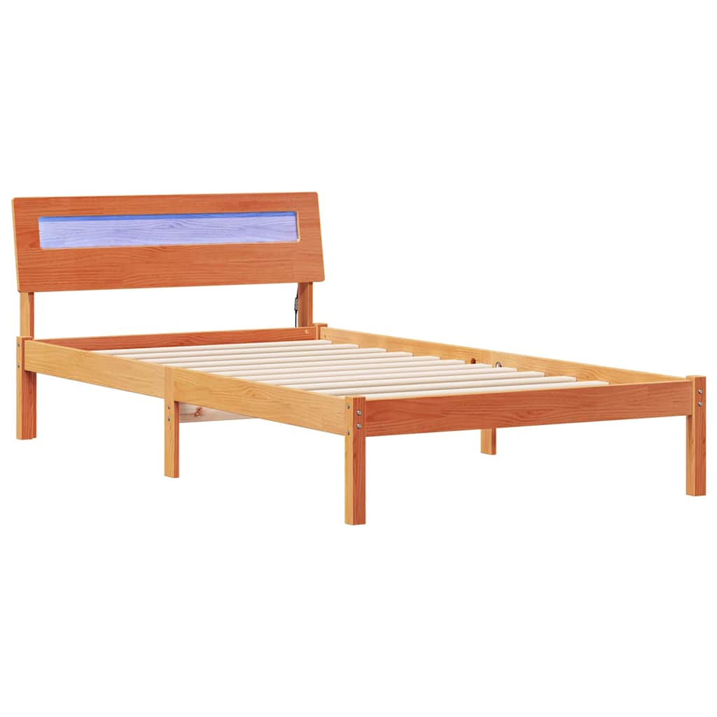 Estrutura de cama de solteiro moderno com cabeceira - marrom cera 80 x 200 cm