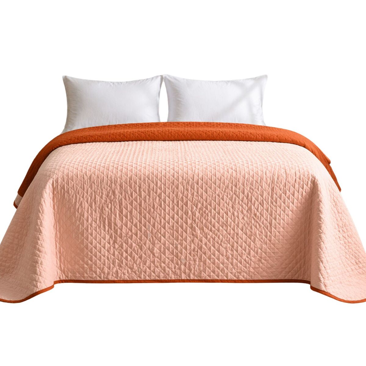 Colcha reversível bicolor telha/coral cama 150cm donegal collections