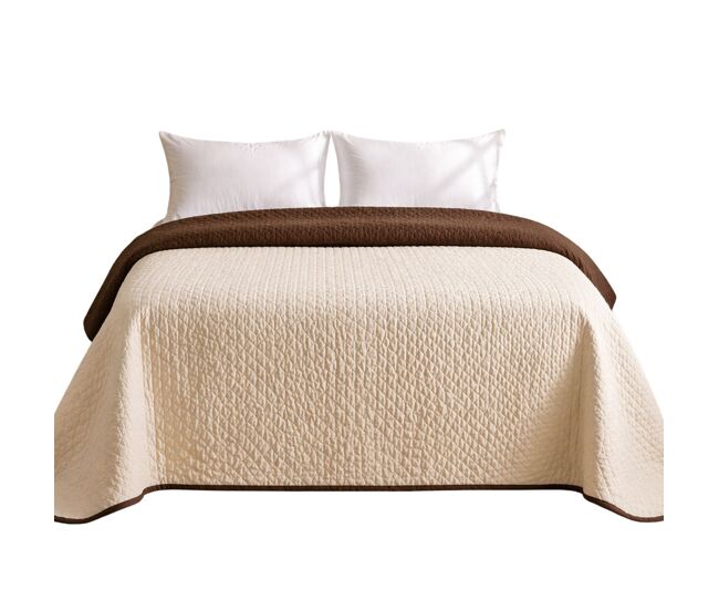 Colcha reversível bicolor bege/marrom cama 90cm donegal collections