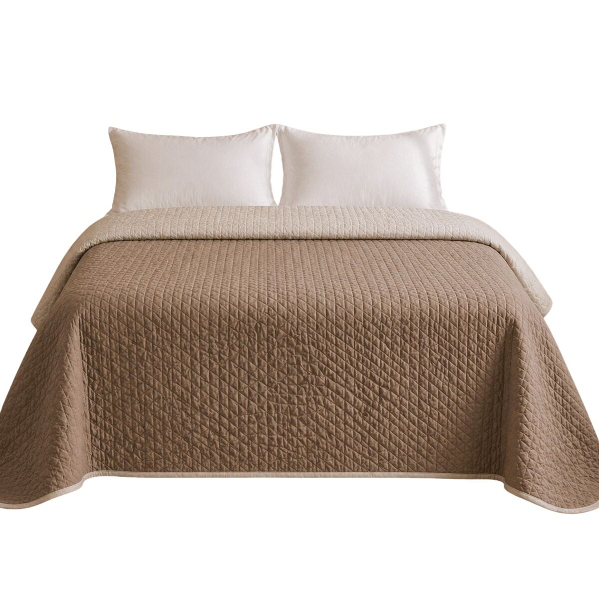 Colcha reversível bicolor couro/linho cama 180cm donegal collections