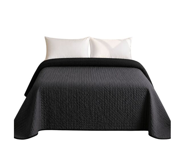 Colcha reversível bicolor antracite/preto cama 90cm donegal collections