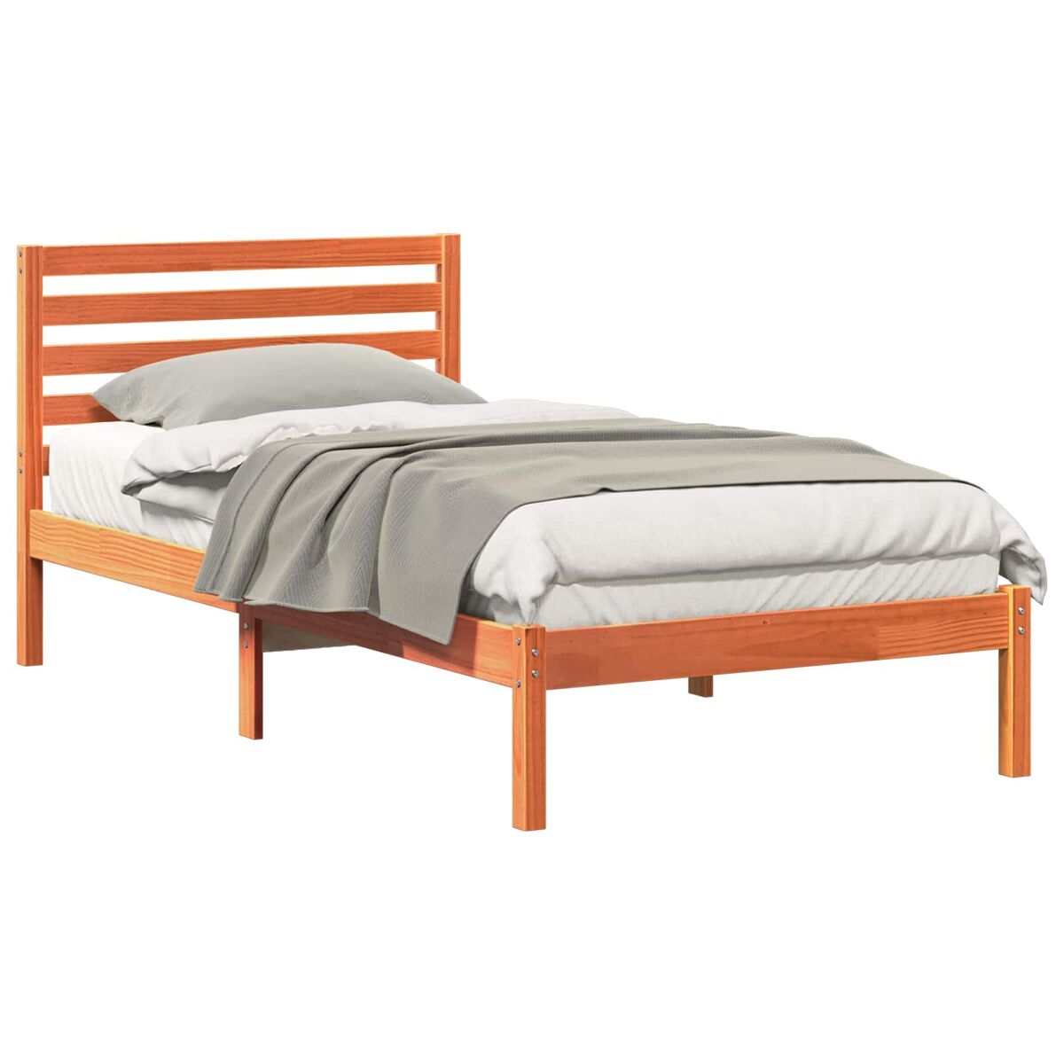 Estrutura de cama de solteiro moderno com cabeceira - marrom cera 75 x 190 cm