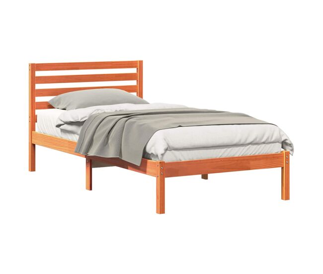 Estrutura de cama de solteiro moderno com cabeceira - marrom cera 75 x 190 cm