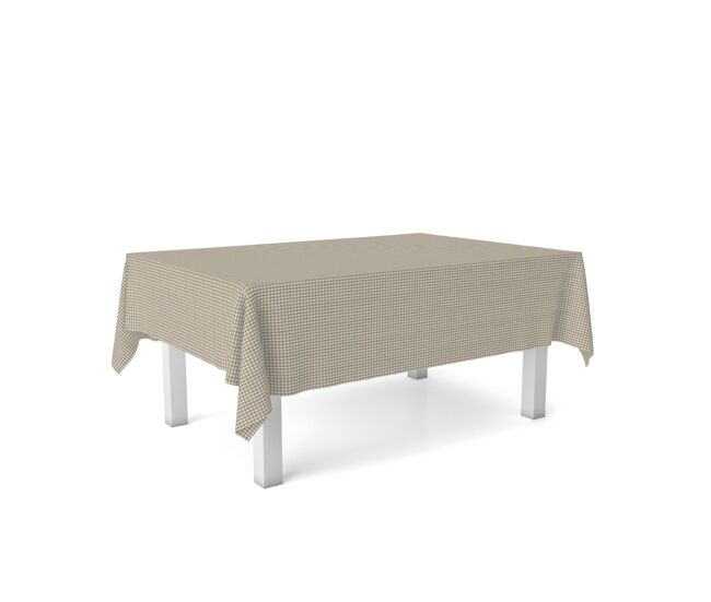 Toalha de mesa vichy pequena taupe teflon pronta 220x140cm donegal collections
