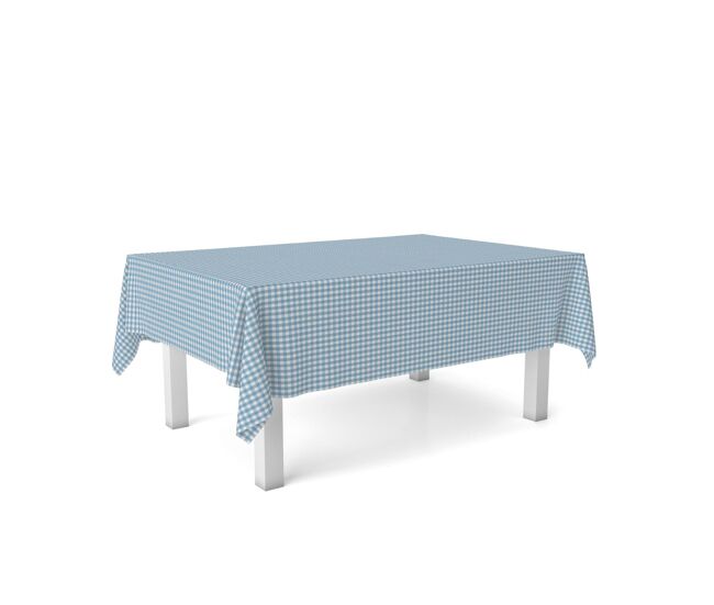 Toalha de mesa vichy azul teflon pronta 300x140cm donegal collections