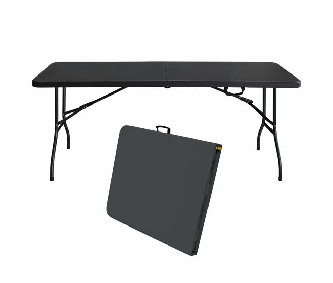 Mesa dobrável portátil de 180 cm - resistente, multifuncional, com pega, capacidade de carga de 135 kg - preta