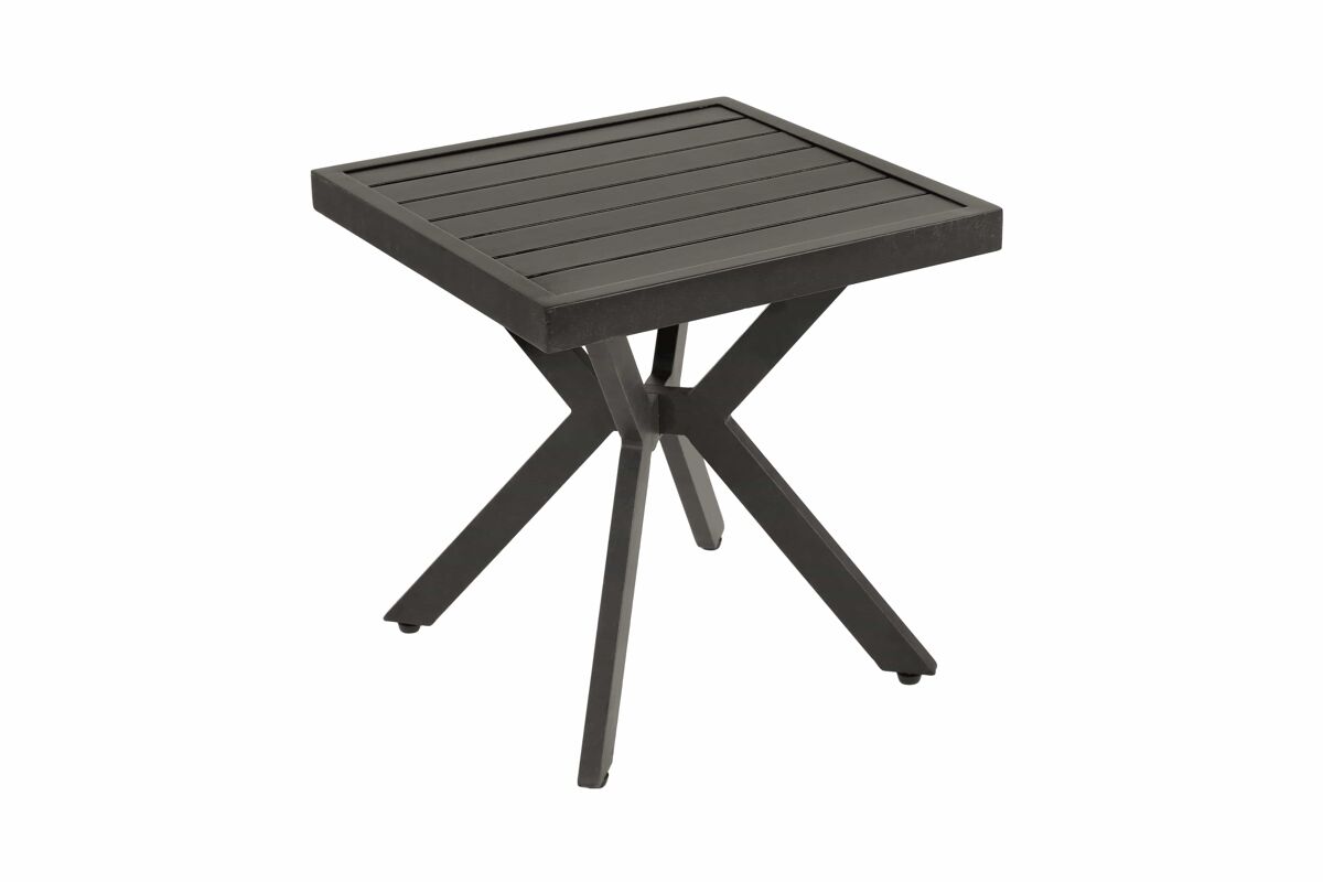 Mesa auxiliar quadrada para exterior - alumínio, resistente às intempéries, fácil de manter - castanho escuro