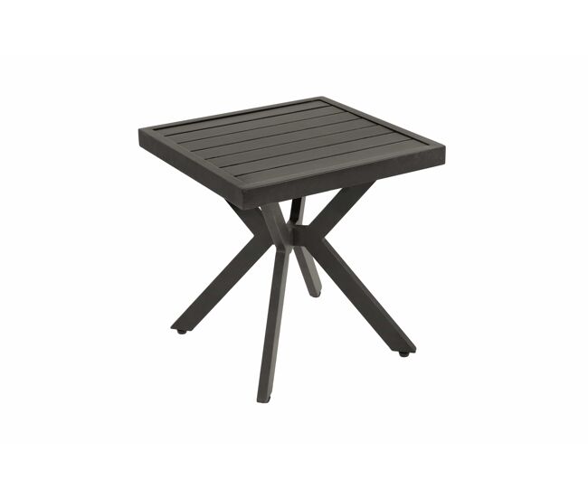 Mesa auxiliar quadrada para exterior - alumínio, resistente às intempéries, fácil de manter - castanho escuro