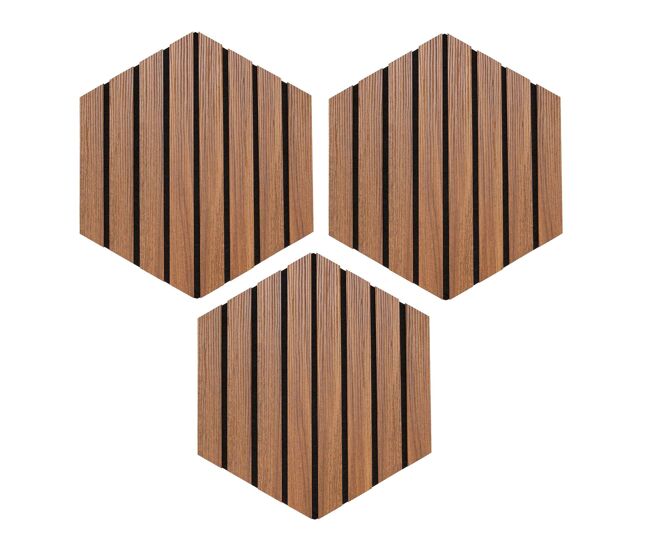 Conjunto de 3 painéis decorativos hexagonais 'colva' da well home