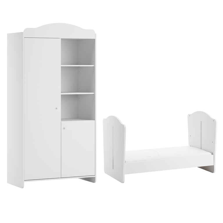 Berço evolutivo 70x140 e roupeiro 2 portas vox megeve blanc