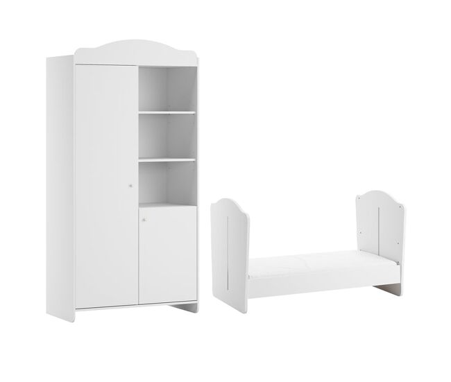 Berço evolutivo 70x140 e roupeiro 2 portas vox megeve blanc