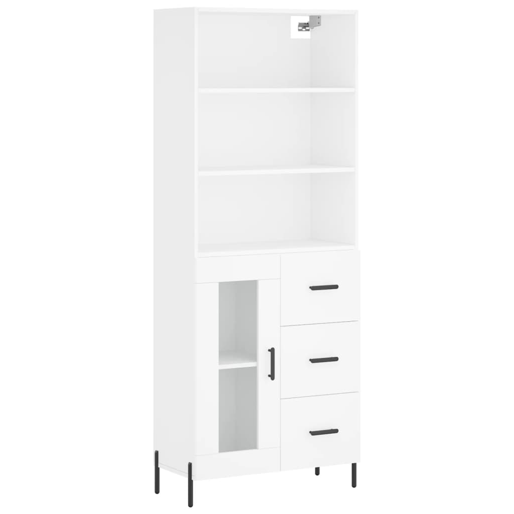 Armário alto - bufete - móvel de apoio 69,5x34x180 cm derivados de madeira branco pt639