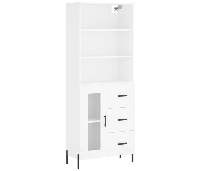 Armário alto - bufete - móvel de apoio 69,5x34x180 cm derivados de madeira branco pt639