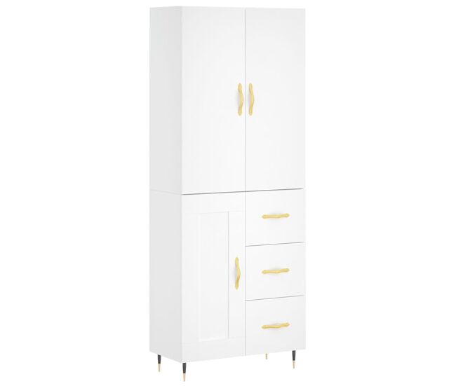 Armário alto - bufete - móvel de apoio 69,5x34x180 cm derivados de madeira branco pt665