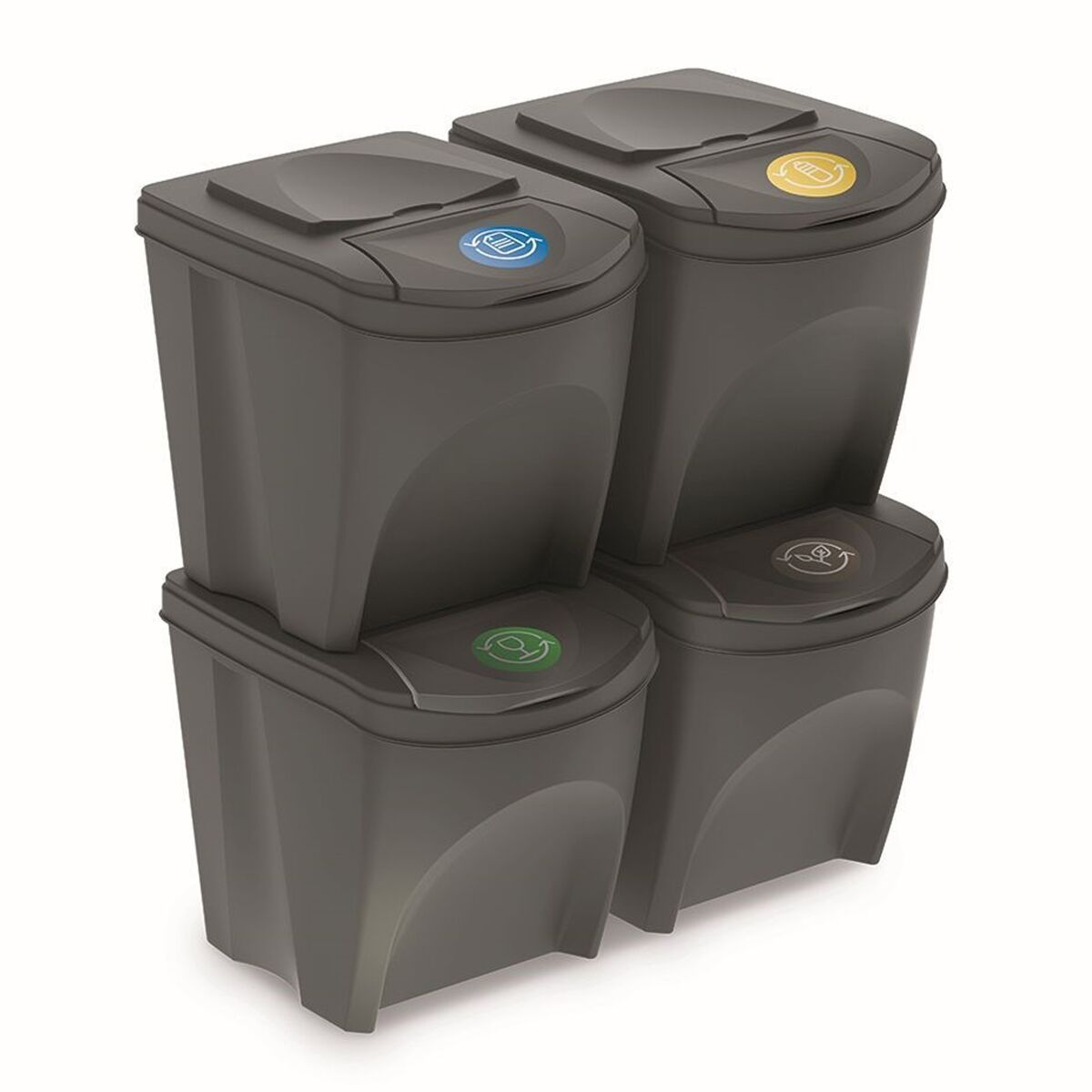 Conjunto de 4 lixeiras KEDEN SORTIBOX para lixo e reciclagem.