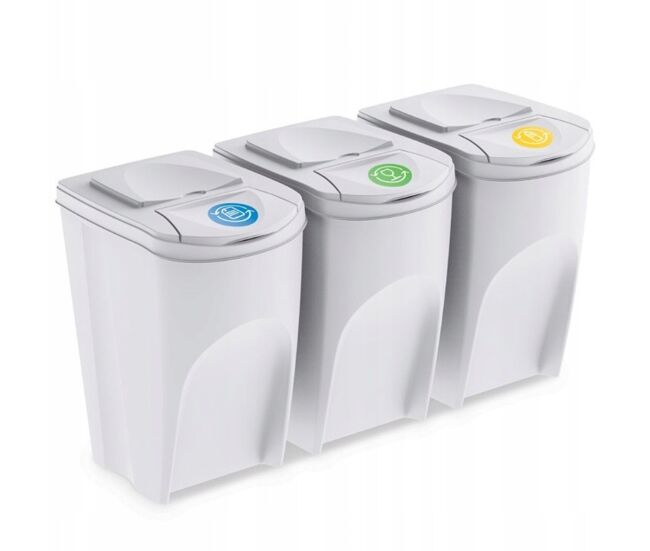 Conjunto de 3 lixeiras keden sortibox para lixo e reciclagem.