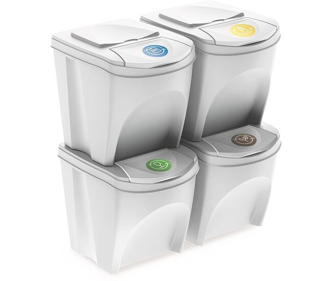 Conjunto de 4 lixeiras keden sortibox para lixo e reciclagem.