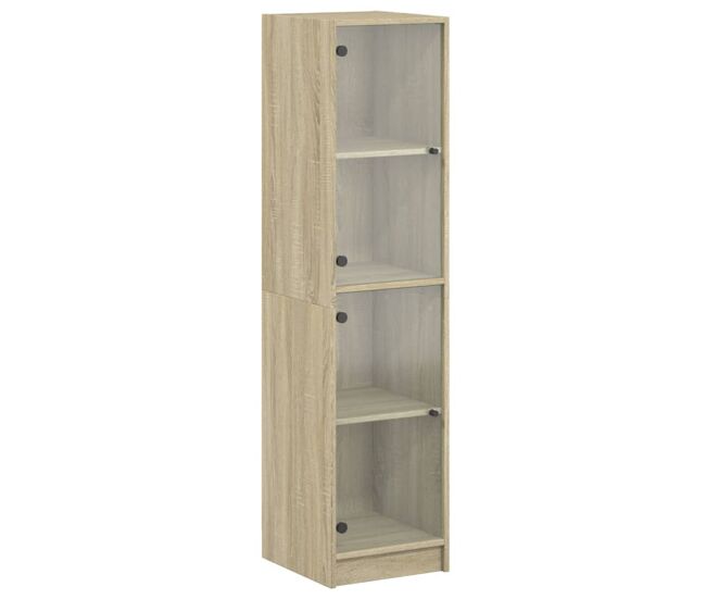 Aparador - bufete - móvei de apoio alto c/ portas de vidro 35x37x142 cm carvalho sonoma pt2139