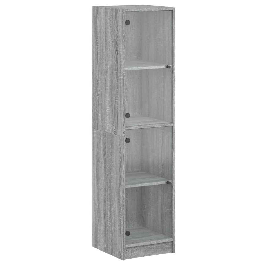 Aparador - bufete - móvei de apoio alto c/ portas de vidro 35x37x142 cm cinzento sonoma pt2135