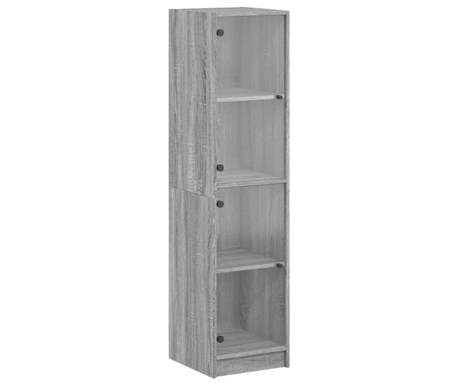 Aparador - bufete - móvei de apoio alto c/ portas de vidro 35x37x142 cm cinzento sonoma pt2135