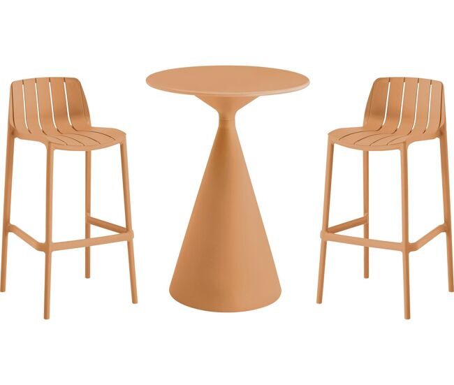 Mesa bistrô e cadeiras altas empilháveis "vaena" - 2 lugares - orange