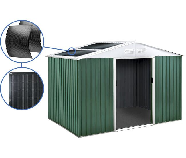 Abrigo de jardim metálico - "rosas" - 7,06 m² com painéis solares