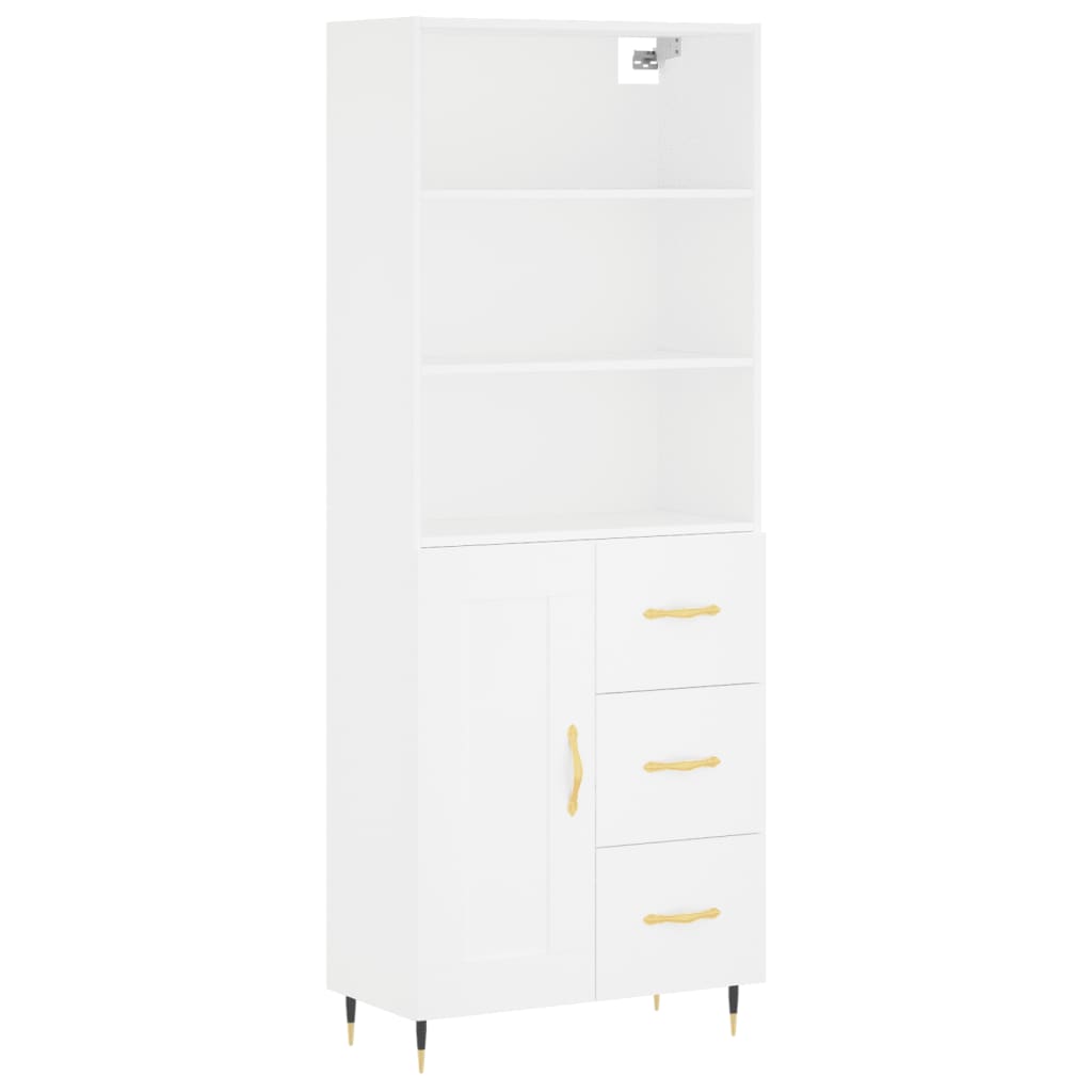 Armário alto - bufete - móvel de apoio 69,5x34x180 cm derivados de madeira branco pt644