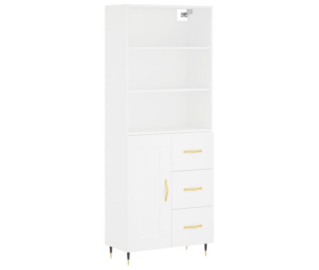Armário alto - bufete - móvel de apoio 69,5x34x180 cm derivados de madeira branco pt644