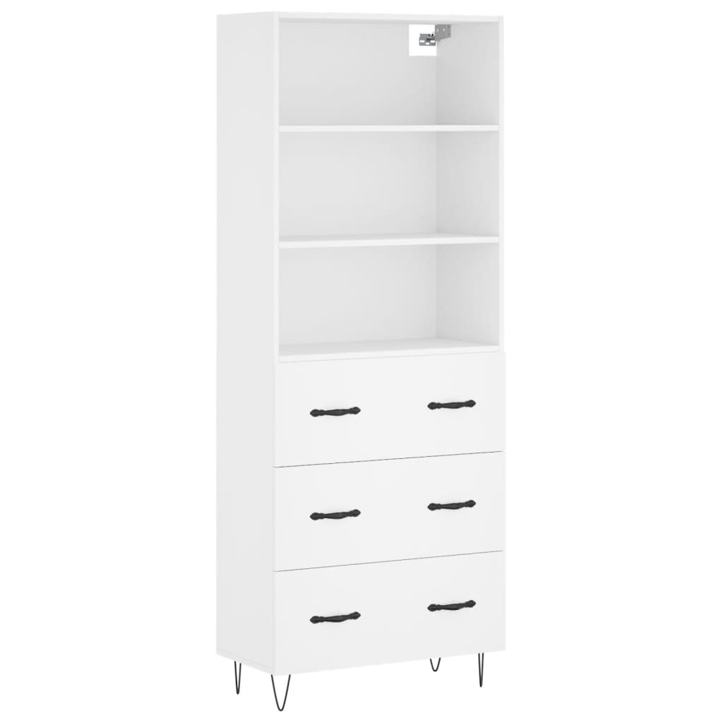 Armário alto - bufete - móvel de apoio 69,5x34x180 cm derivados de madeira branco pt629
