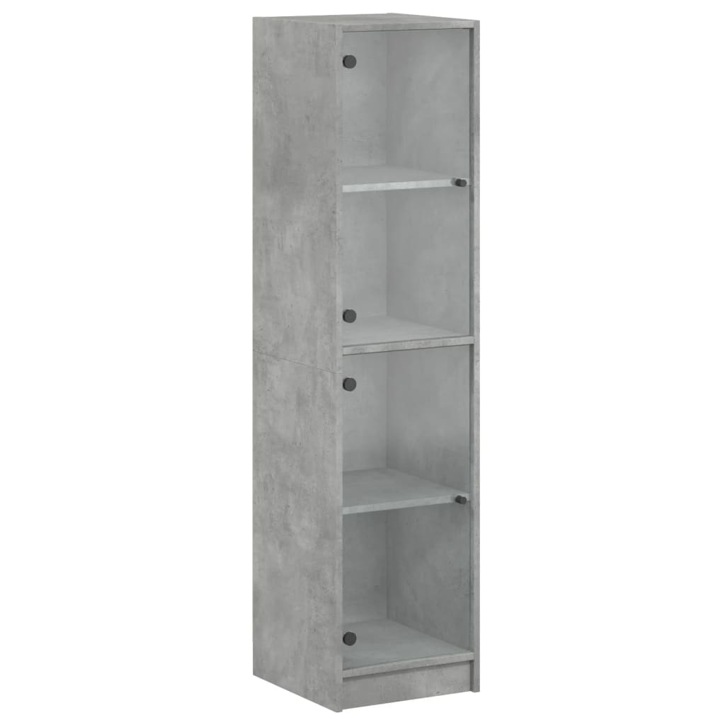 Aparador - bufete - móvei de apoio alto c/ portas de vidro 35x37x142 cm cinza cimento pt2133