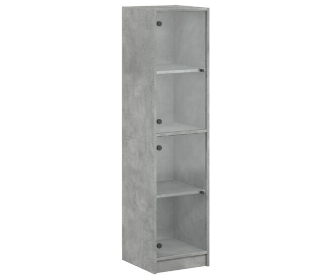Aparador - bufete - móvei de apoio alto c/ portas de vidro 35x37x142 cm cinza cimento pt2133