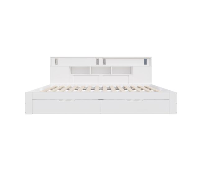 Cama infantil tipo sofá-cama 90x200 - individual multifuncional com gavetas, estante e arrumação - branco