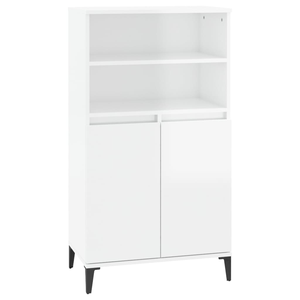 Armário alto - bufete - móvel de apoio 60x36x110cm derivados de madeira branco brilhante pt765