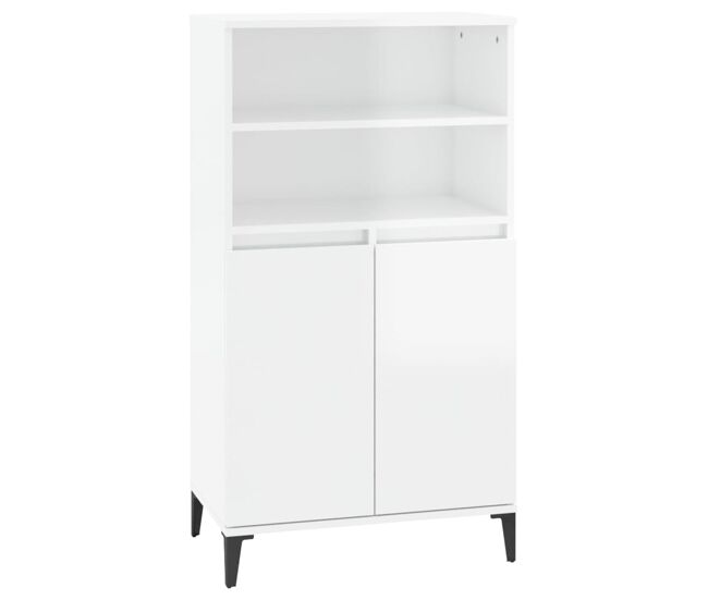 Armário alto - bufete - móvel de apoio 60x36x110cm derivados de madeira branco brilhante pt765
