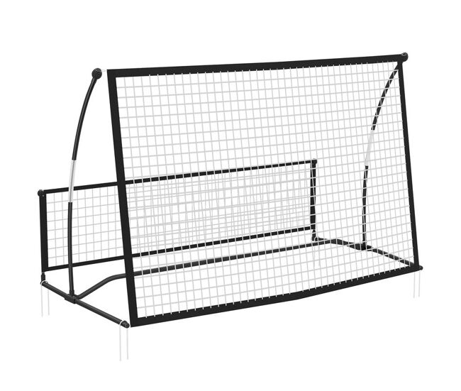 Sportnow rede de ressalto dobrável 2 em 1 ressalto de futebol portable com bolsa de transporte para treino de futebol e basebol, para jardim 200x94x122 cm noir