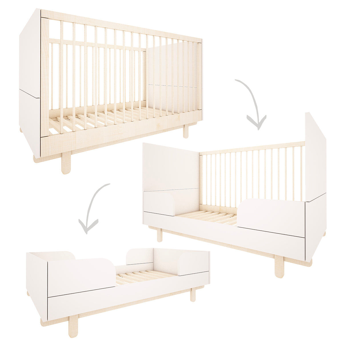 Berço evolutivo 70x140 wood luck romy branco